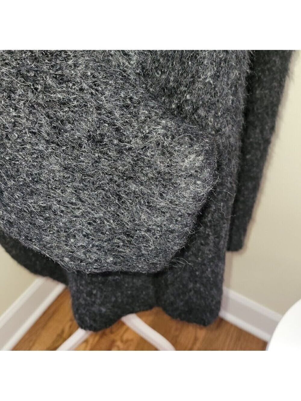 Eileen Fisher Alpaca Boucle Classic Collar Short Coat Charcoal Women's Size M - Picture 11 of 15